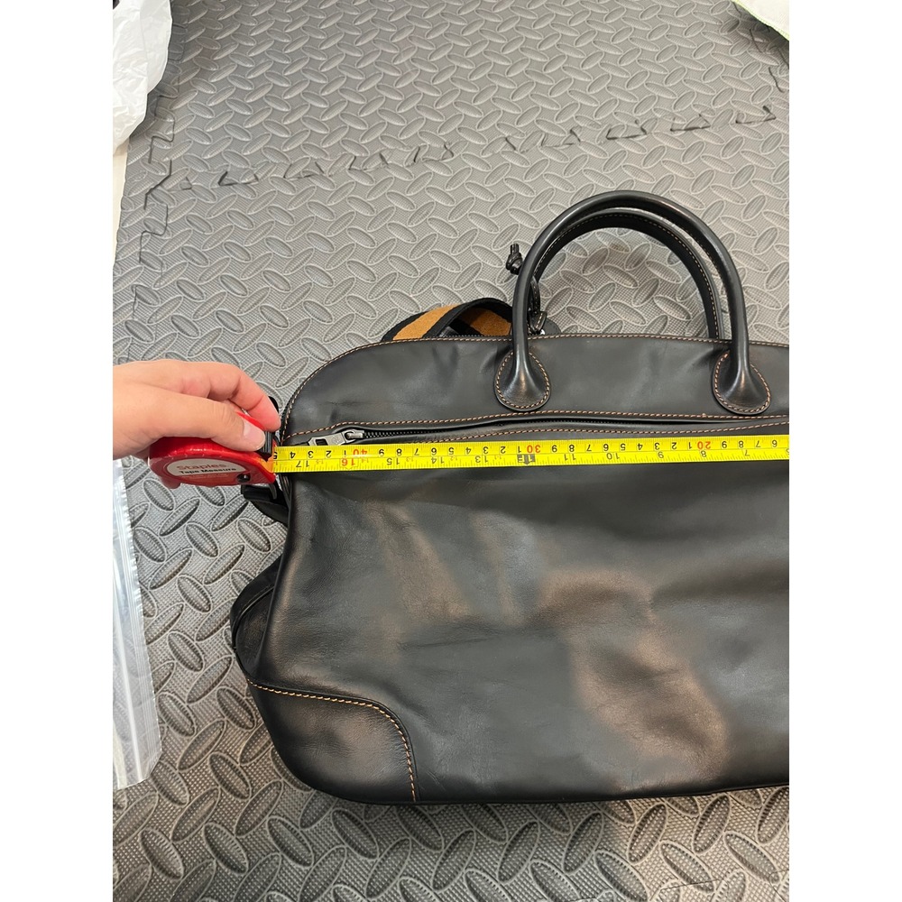 Longchamp Duffel Bag Black Leather Travel Weekender Carry On Purse Tote - Picture 11 of 11